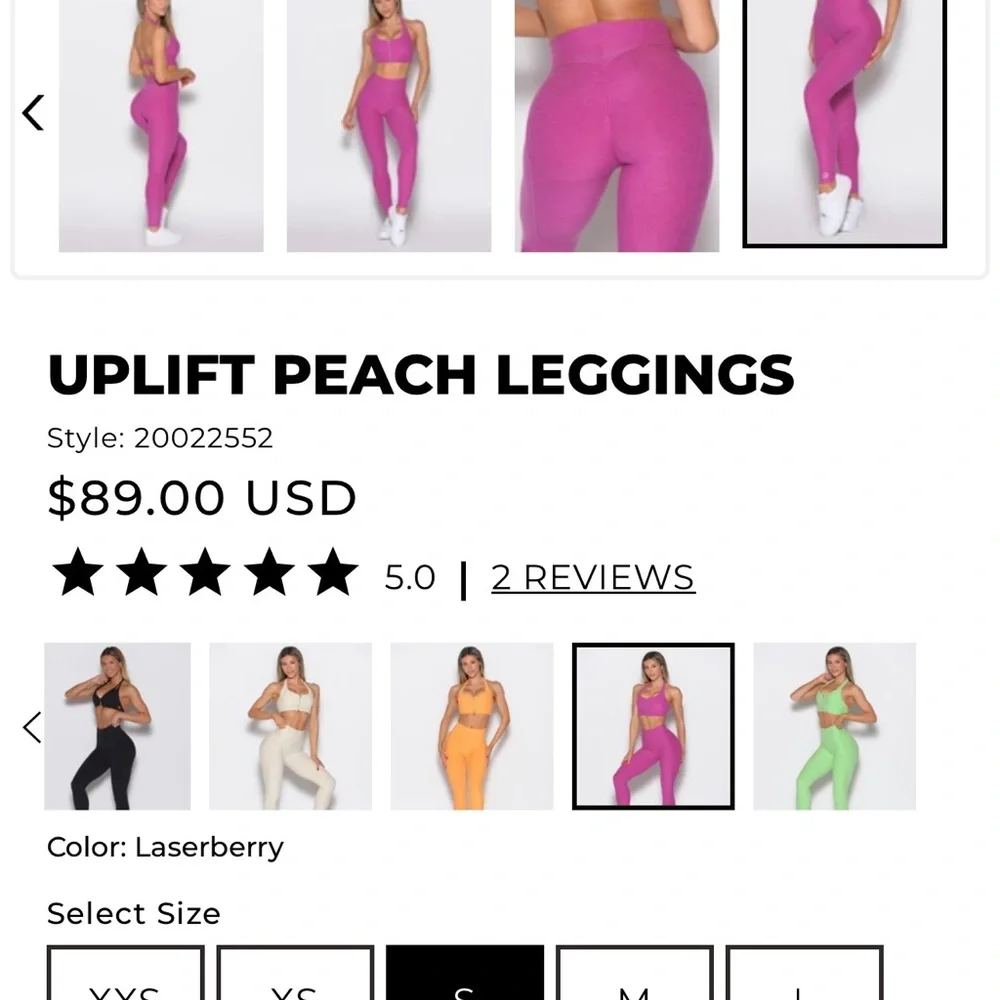 Bombshell Sportswear Uplift Peach Leggings, Laserberry, S, NWT - Picture 10 of 10